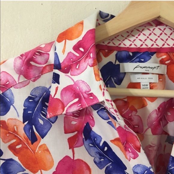 FOXCROFT Mary Layered Palms Wrinkle Free Shirt - Picture 7 of 8